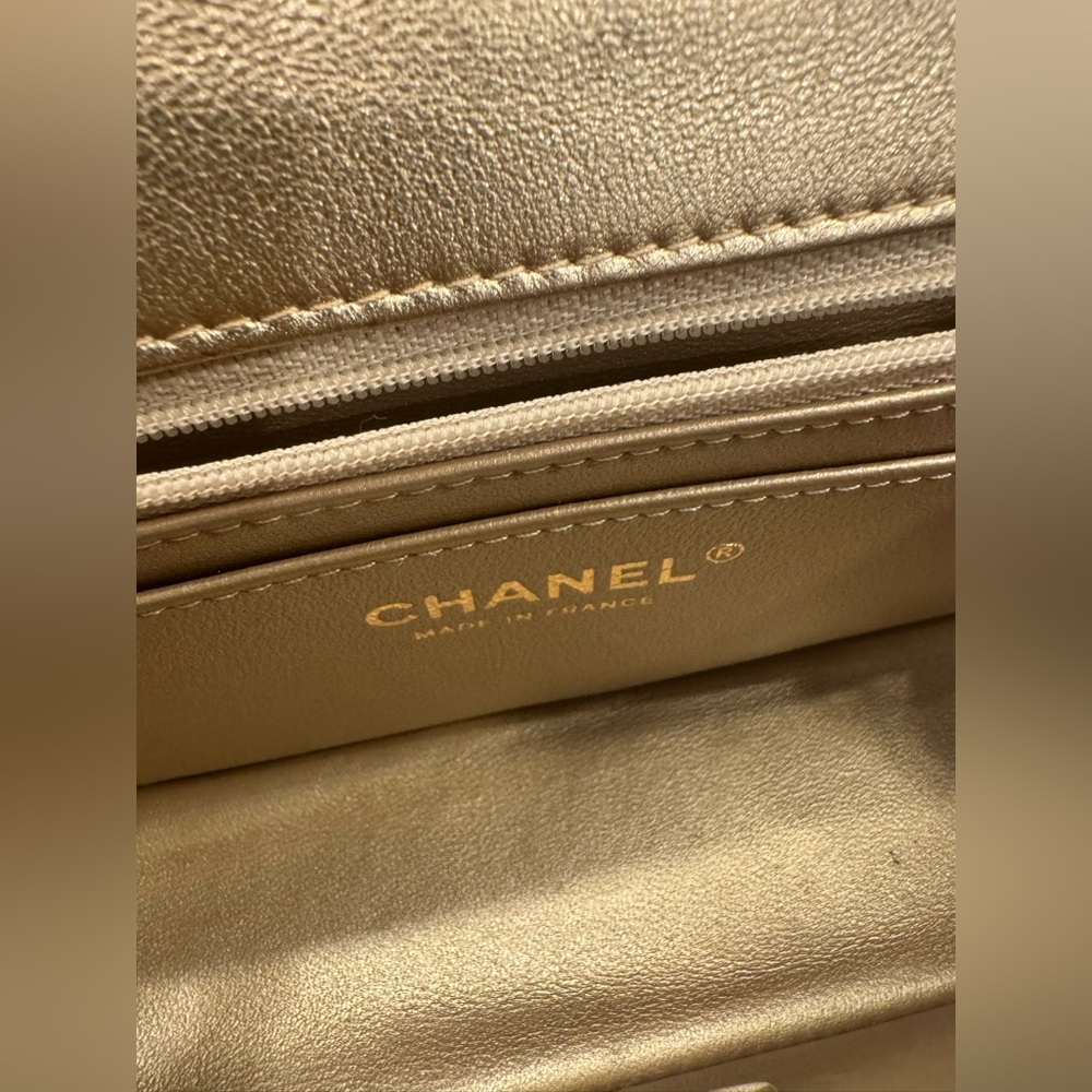 Chanel Classic Mini iridescent Gold with gold hardware - Picture 8 of 9